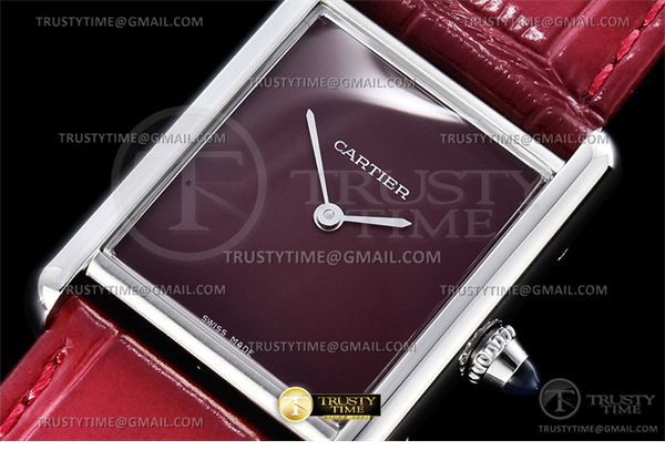 DR공장 까르띠에 탱크 머스트 라지 레드다이얼 악어스트랩 Cartier Tank Must SS_LE Red DRF Swiss Qtz