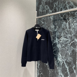 미우미우 울 하프 집업 스웨터 니트