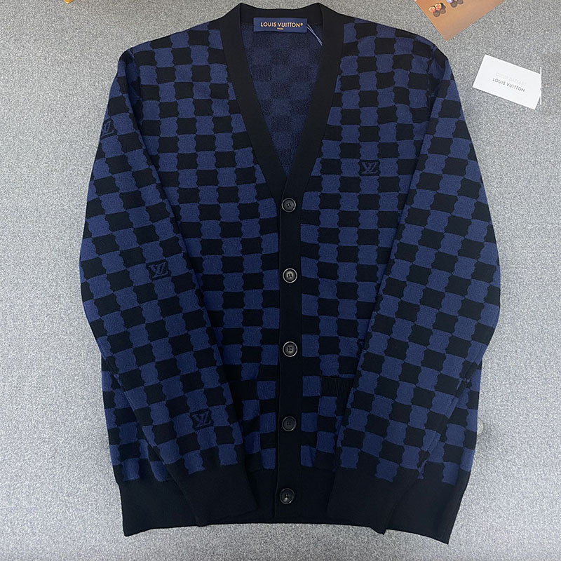 루이비통 다미에 울 V넥 가디건