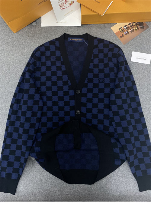 루이비통 다미에 울 V넥 가디건