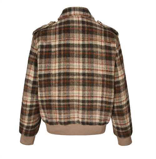 셀린느 트리오페 로고 자수 배색 체크 테디 자켓