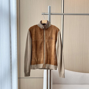 미우미우 울 앤 레더 지퍼 가디건