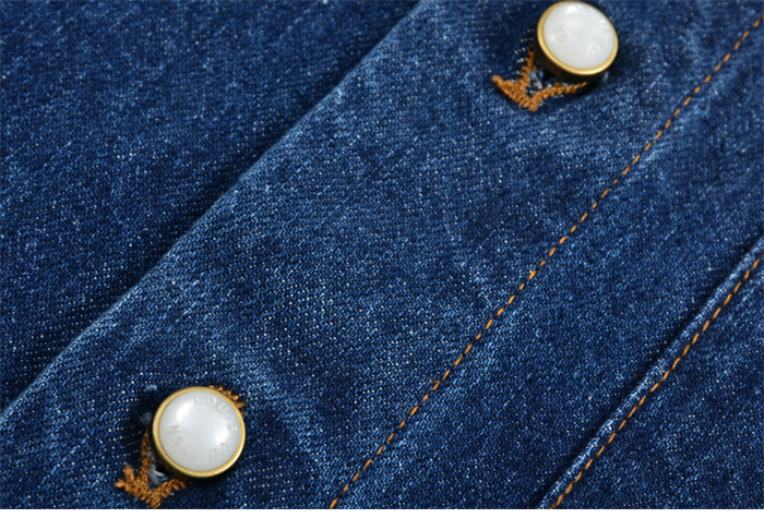 루이비통 VVN 라벨 데님 블렌드 쇼트 슬리브드 셔츠