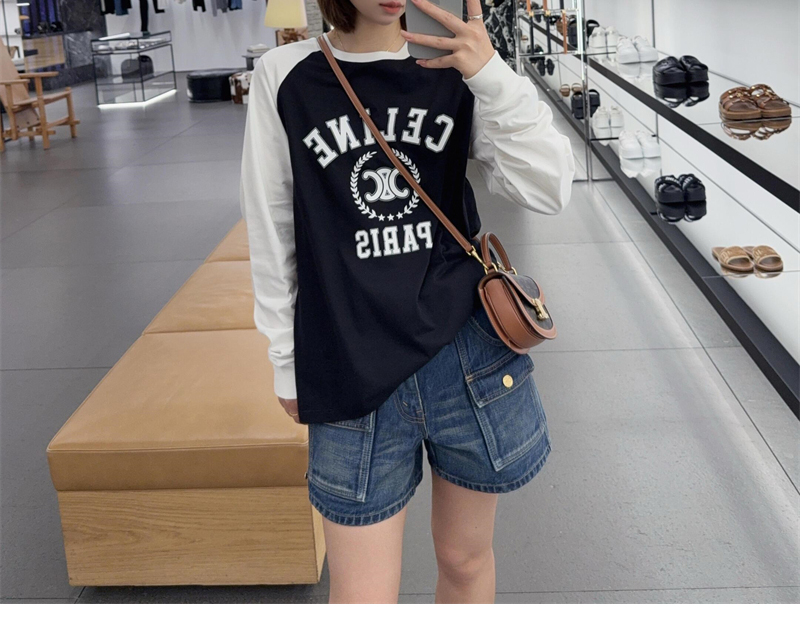 셀린느 프린트 루즈핏 코튼 저지 티셔츠