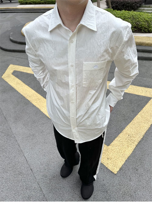 셀린느 24ss 트리옹프 로고 자수 린넨 셔츠