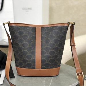 셀린느 스몰 버킷백 트리옹프 캔버스 탄 191442