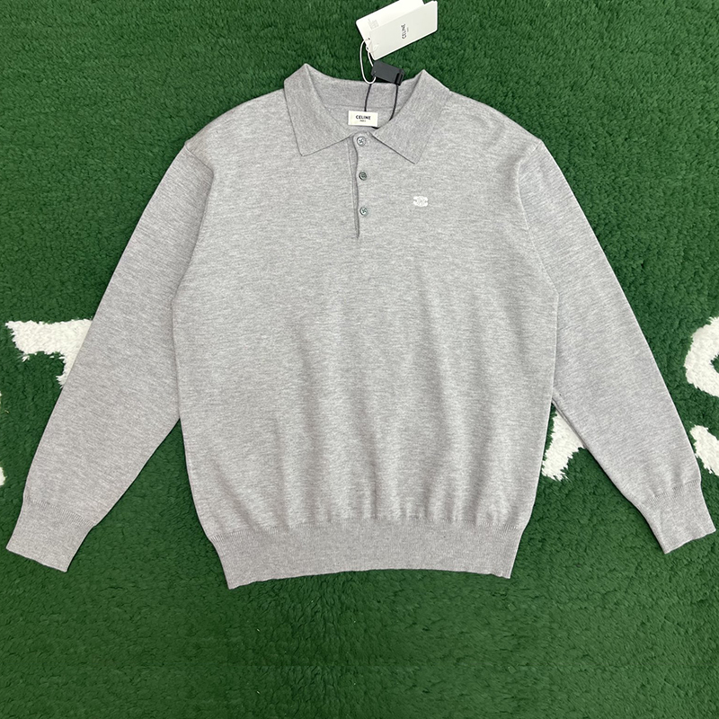 셀린느 파인 코튼 폴로 스웨터