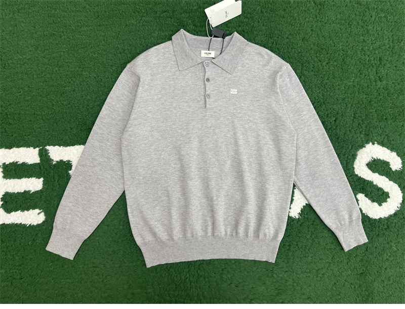 셀린느 파인 코튼 폴로 스웨터