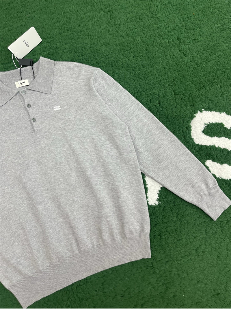 셀린느 파인 코튼 폴로 스웨터