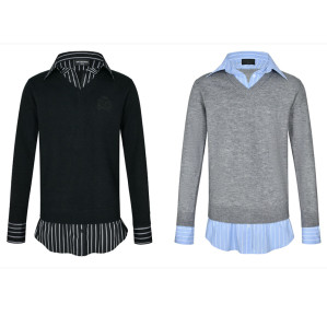 발렌시아가 레이어드 V넥 셔츠 스웨터