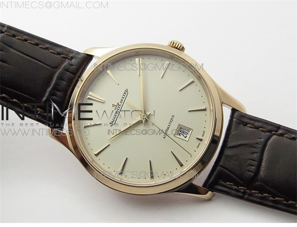 ZF공장 예거르쿨트르 마스터 울트라씬 데이트 1238420 로즈골드금통 화이트다이얼 가죽스트랩 Master 1238420 RG ZF 1_1 Best Edition Ivory White Dial on Brown Leather Strap A899_1