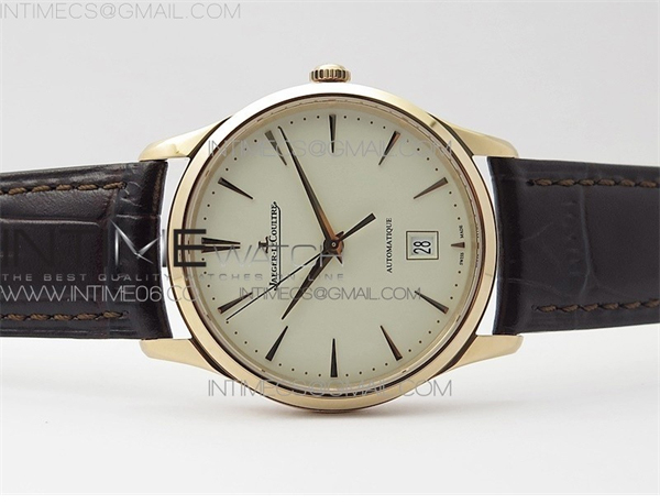 ZF공장 예거르쿨트르 마스터 울트라씬 데이트 1238420 로즈골드금통 화이트다이얼 가죽스트랩 Master 1238420 RG ZF 1_1 Best Edition Ivory White Dial on Brown Leather Strap A899_1