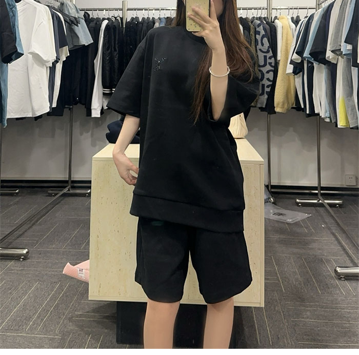 루이비통 라인스톤 LV 저지 반팔 티셔츠