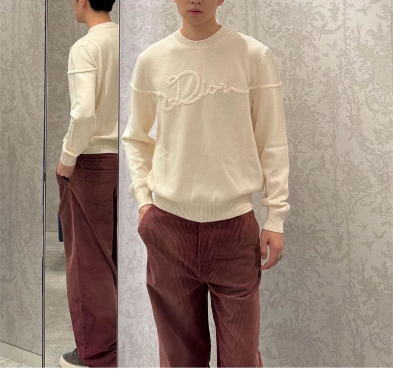 디올 리본 저지 울 스웨터