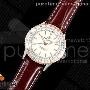 TF공장 브라이틀링 내비타이머 41 로즈골드콤비 화이트다이얼 브라운가죽스트랩 Navitimer 41 SS TF 1_1 Best Edition White Dial RG Bezel on Brown Leather Strap A2824