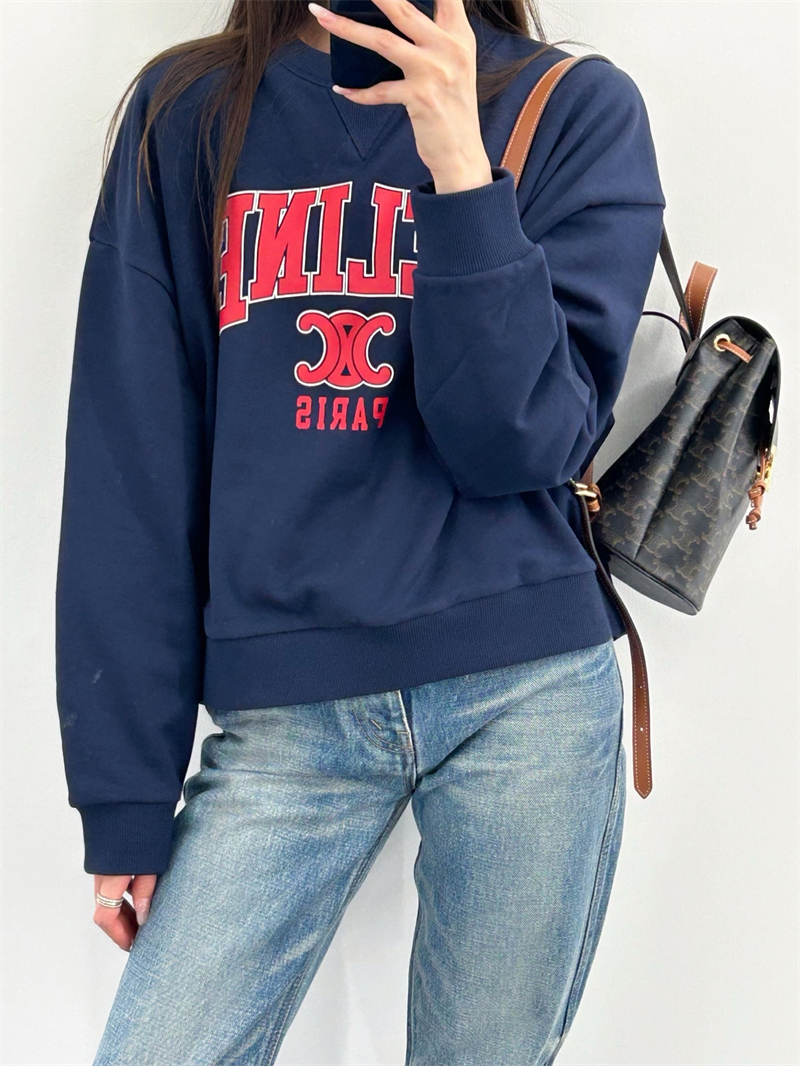 셀린느 파리 트리옹프 프린트 코튼 플리스 오버사이즈 스웨트셔츠 맨투맨