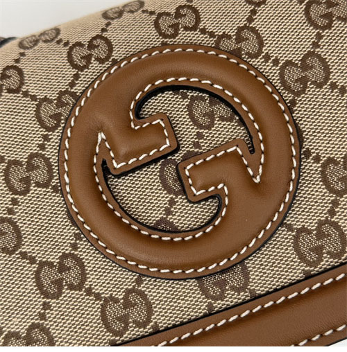 구찌 블론디 미니 숄더백 815700 베이지 다크 브라운 캔버스