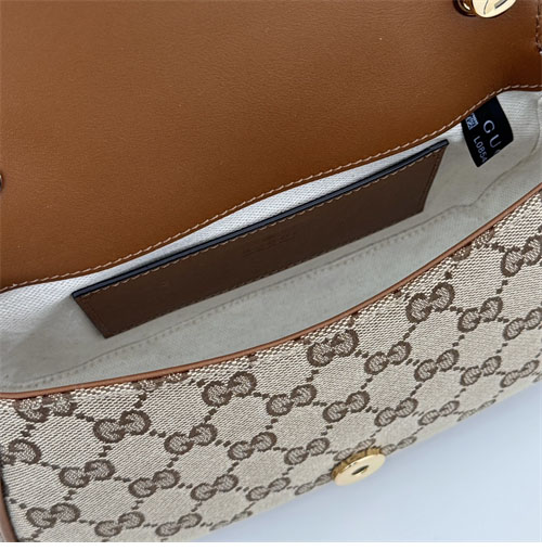 구찌 블론디 미니 숄더백 815700 베이지 다크 브라운 캔버스