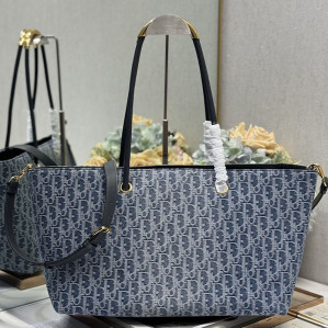 디올 뚜주흐 백 라지 데님 블루 오블리크