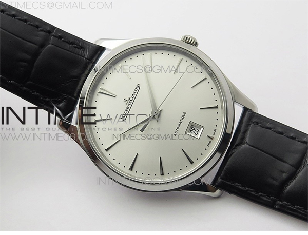 ZF공장 예거르쿨트르 마스터 울트라씬 데이트 1238420 스틸 화이트다이얼 가죽스트랩 Master 1238420 SS ZF 1_1 Best Edition Silver Dial on Black Leather Strap A899_1
