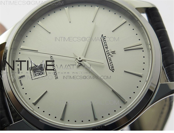 ZF공장 예거르쿨트르 마스터 울트라씬 데이트 1238420 스틸 화이트다이얼 가죽스트랩 Master 1238420 SS ZF 1_1 Best Edition Silver Dial on Black Leather Strap A899_1