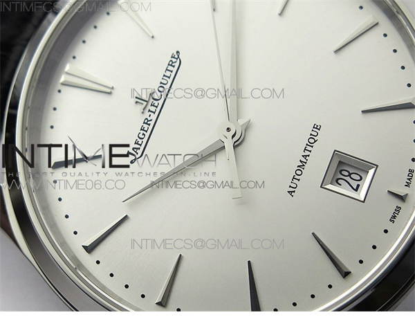 ZF공장 예거르쿨트르 마스터 울트라씬 데이트 1238420 스틸 화이트다이얼 가죽스트랩 Master 1238420 SS ZF 1_1 Best Edition Silver Dial on Black Leather Strap A899_1