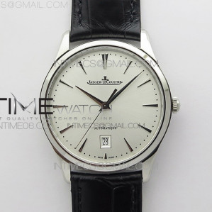 ZF공장 예거르쿨트르 마스터 울트라씬 데이트 1238420 스틸 화이트다이얼 가죽스트랩 Master 1238420 SS ZF 1_1 Best Edition Silver Dial on Black Leather Strap A899_1