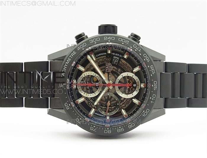 XF공장 칼리버호이어 세라믹 43MM 스켈레톤다이얼 Calibre Heuer 01 Chrono 43mm Ceramic XF 1_1 Best Edition Skeleton Dialon Ceramic Bracelet A1887