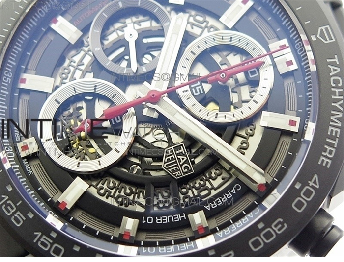 XF공장 칼리버호이어 세라믹 43MM 스켈레톤다이얼 Calibre Heuer 01 Chrono 43mm Ceramic XF 1_1 Best Edition Skeleton Dialon Ceramic Bracelet A1887