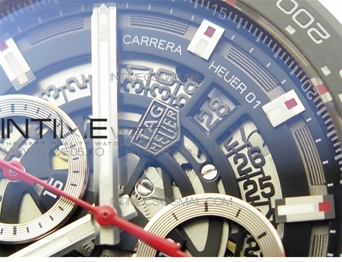 XF공장 칼리버호이어 세라믹 43MM 스켈레톤다이얼 Calibre Heuer 01 Chrono 43mm Ceramic XF 1_1 Best Edition Skeleton Dialon Ceramic Bracelet A1887