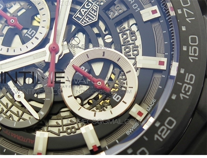 XF공장 칼리버호이어 세라믹 43MM 스켈레톤다이얼 Calibre Heuer 01 Chrono 43mm Ceramic XF 1_1 Best Edition Skeleton Dialon Ceramic Bracelet A1887