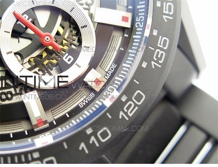 XF공장 칼리버호이어 세라믹 43MM 스켈레톤다이얼 Calibre Heuer 01 Chrono 43mm Ceramic XF 1_1 Best Edition Skeleton Dialon Ceramic Bracelet A1887