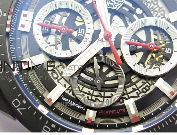 XF공장 칼리버호이어 세라믹 43MM 스켈레톤다이얼 Calibre Heuer 01 Chrono 43mm Ceramic XF 1_1 Best Edition Skeleton Dialon Ceramic Bracelet A1887