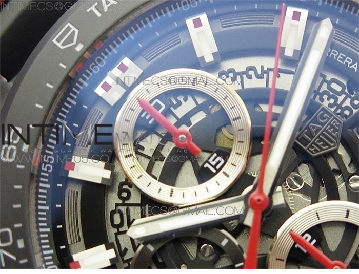 XF공장 칼리버호이어 세라믹 43MM 스켈레톤다이얼 Calibre Heuer 01 Chrono 43mm Ceramic XF 1_1 Best Edition Skeleton Dialon Ceramic Bracelet A1887