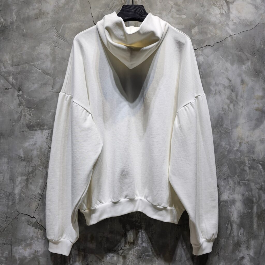 발렌시아가 백 플립 라운드 후드 티셔츠 화이트