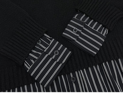 발렌시아가 레이어드 셔츠 V 넥 스웨터 2컬러