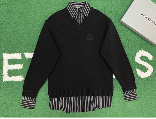 발렌시아가 레이어드 셔츠 V 넥 스웨터 2컬러