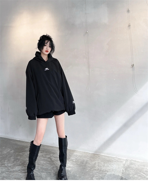 발렌시아가 3B 스포츠 아이콘 후리스 후드