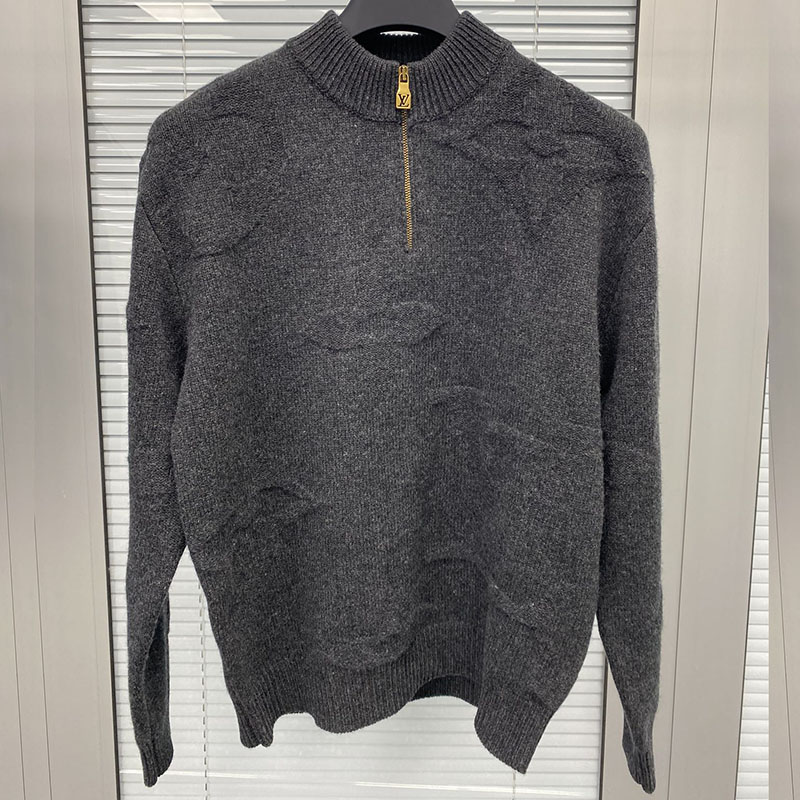 루이비통 빅 모노그램 자카드 울 하프 집업 니트