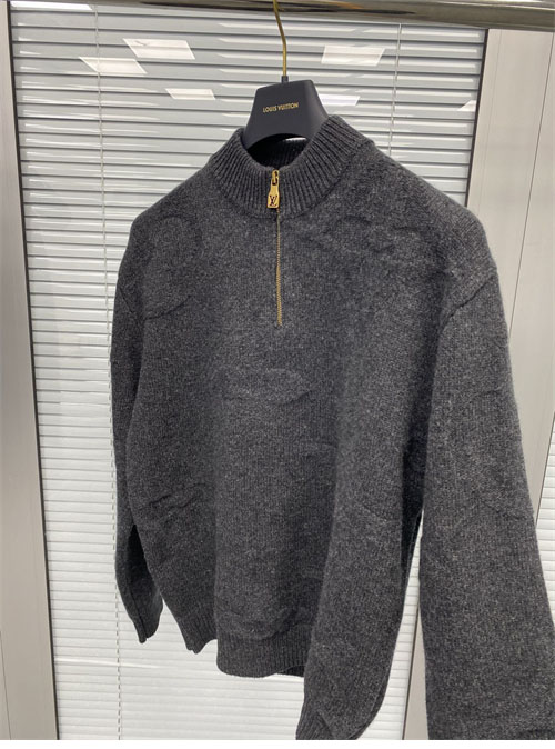 루이비통 빅 모노그램 자카드 울 하프 집업 니트
