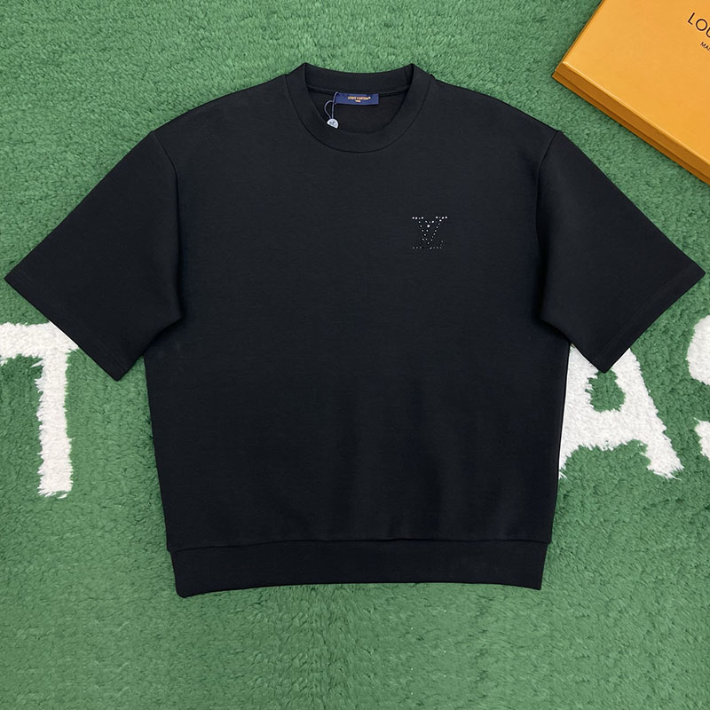 루이비통 라인스톤 LV 엠벨리시드 저지 반팔 티셔츠