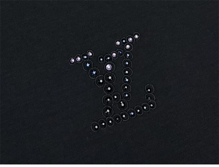 루이비통 라인스톤 LV 엠벨리시드 저지 반팔 티셔츠