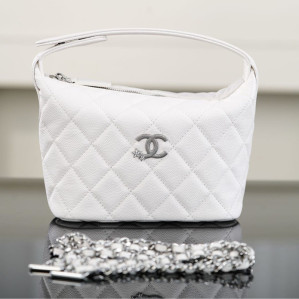 샤넬 25B 크루즈 캐비어 미니 체인 호보 백 화이트