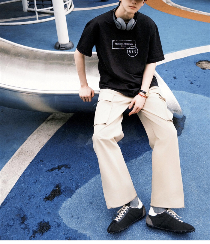 메종 마르지엘라 520 로고 반팔 티셔츠