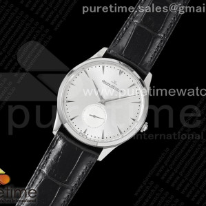 ZF공장 예거르쿨트르 마스터 울트라씬 스몰세컨즈 스틸 화이트다이얼 가죽스트랩 Master Ultra Thin Small Second SS ZF 1_1 Best Edition White Dial on Black Leather Strap A896