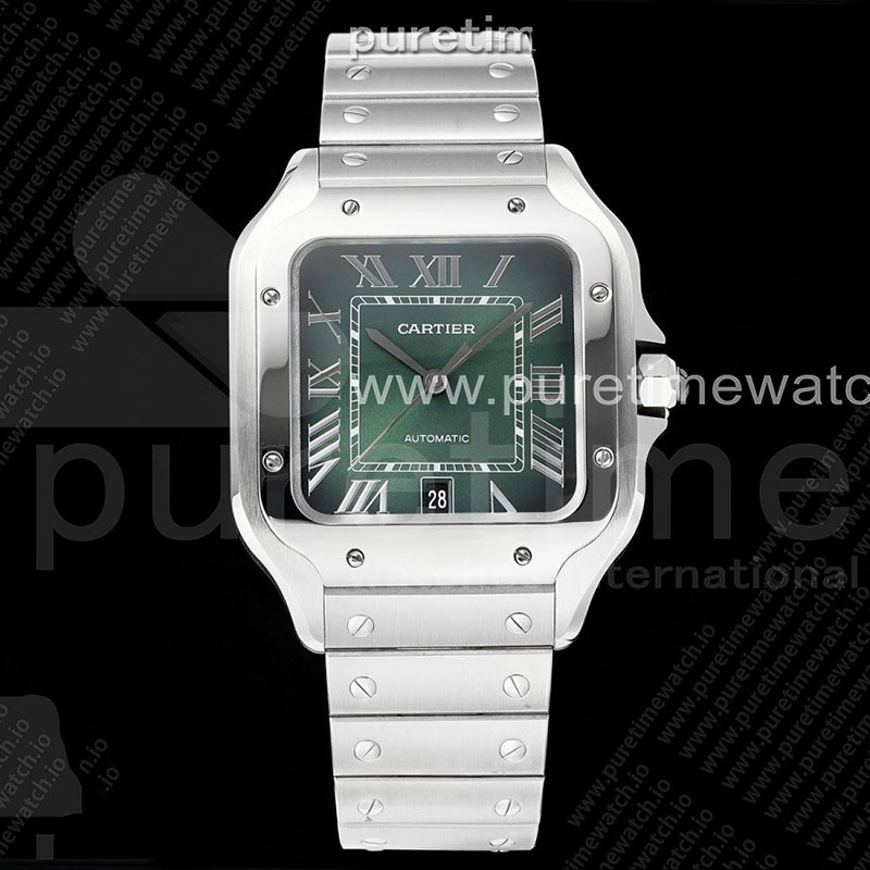 AF공장 까르띠에 산토스 라지 그린다이얼 브레이슬릿 Santos de Cartier 40mm SS AF 1_1 Best Edition Green Dial on SS SmartLinks Bracelet MIYOTA 9015