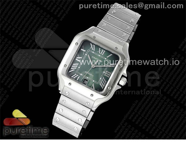 AF공장 까르띠에 산토스 라지 그린다이얼 브레이슬릿 Santos de Cartier 40mm SS AF 1_1 Best Edition Green Dial on SS SmartLinks Bracelet MIYOTA 9015