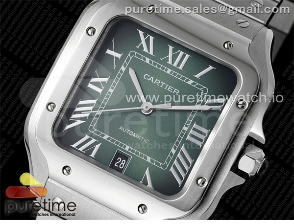 AF공장 까르띠에 산토스 라지 그린다이얼 브레이슬릿 Santos de Cartier 40mm SS AF 1_1 Best Edition Green Dial on SS SmartLinks Bracelet MIYOTA 9015