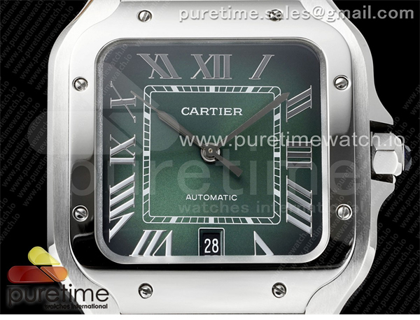 AF공장 까르띠에 산토스 라지 그린다이얼 브레이슬릿 Santos de Cartier 40mm SS AF 1_1 Best Edition Green Dial on SS SmartLinks Bracelet MIYOTA 9015