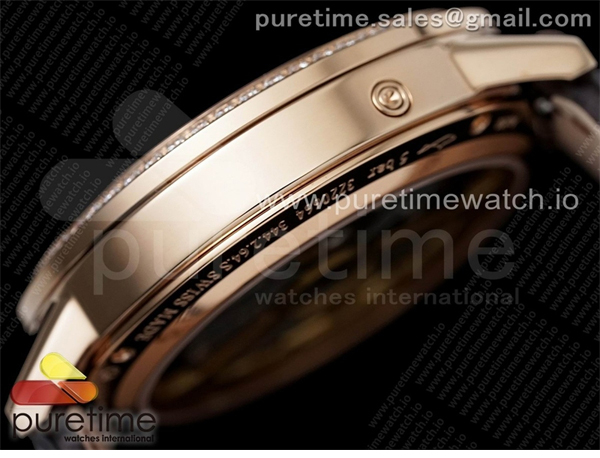 ZF공장 랑데뷰 로골 화이트텍스쳐다이얼 가죽스트랩 Rendez-Vous Moon Medium RG ZF 1_1 Best Edition White Textured Dial Diamonds Bezel on Brown Leather Strap A935